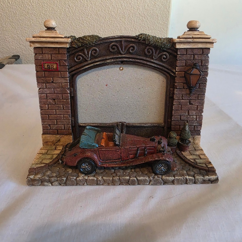 World Bazaars Vintage Red Roadster Car 3D Resin Picture Frame Brick Gate 43761